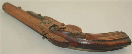 A 19th century percussion cap pistol, overall 13in.
